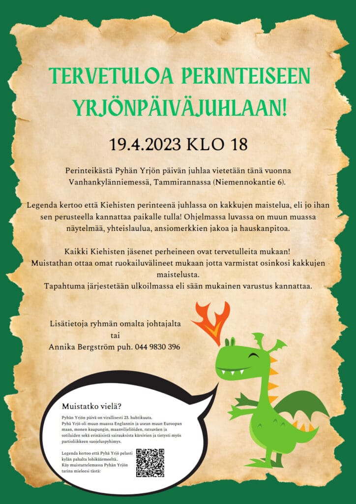 Yrjönpäiväjuhla 19.4. klo 18! - Lue lisää